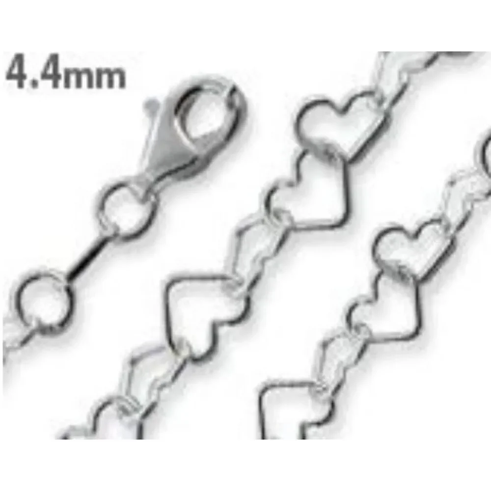 Italian Sterling Silver Heart Link 18” Chain 4.4mm New
